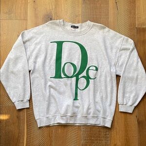 DOPE Light Gray and Green Crewneck Sweater